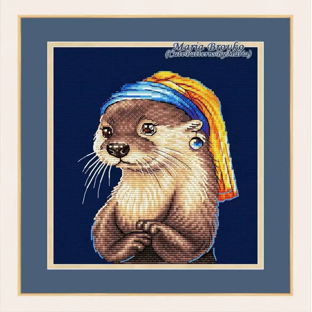 [CC4223-Otter with Pearl Earri - Cross Stitch Stamped Kits Beginners recension och pris