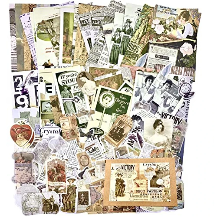 Vintage Stickers For Journalin - Vintage Junk Journal Scrapbooking Paper recension och pris