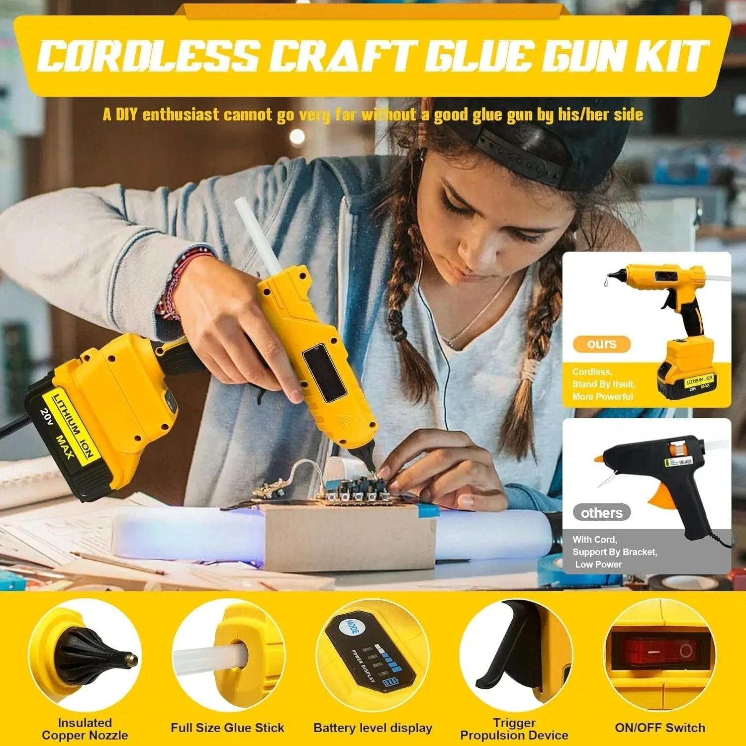 Cordless Electric Handheld Hot - Hot Melt Glue Gun Cordless recension och pris