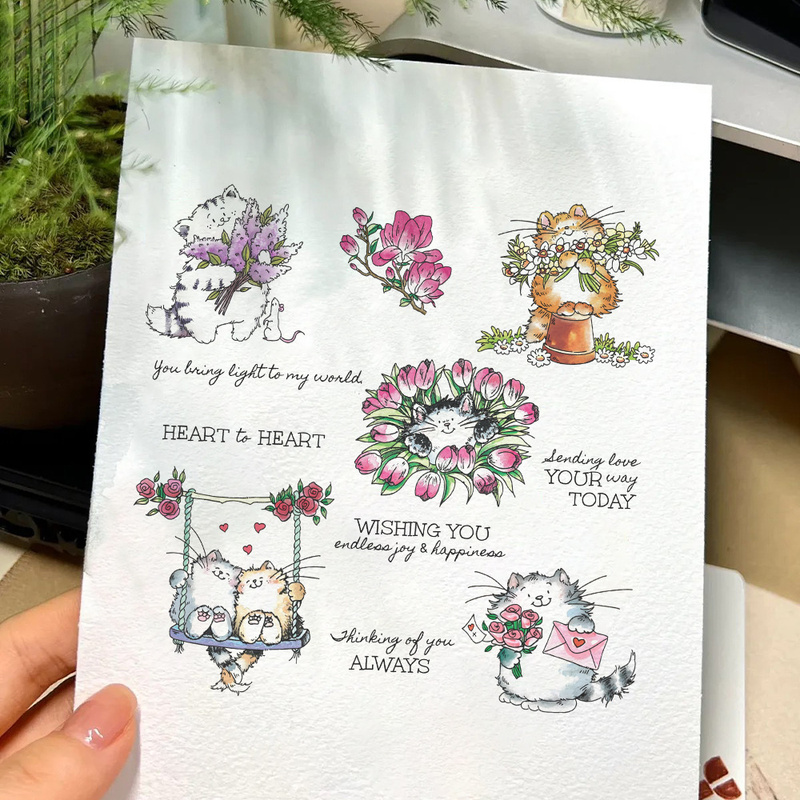 Suncraft Cute Kitty Cats And F - Clear Silicone Stamps For Card Making recension och pris