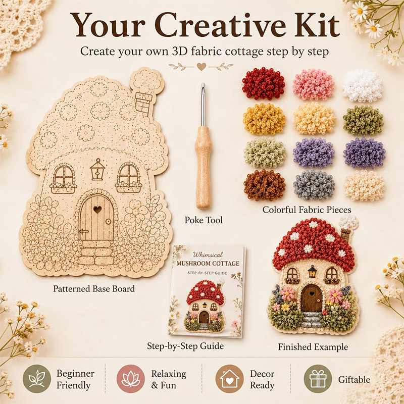 3D Mushroom House Poke Art DIY - Embroidery recension och pris