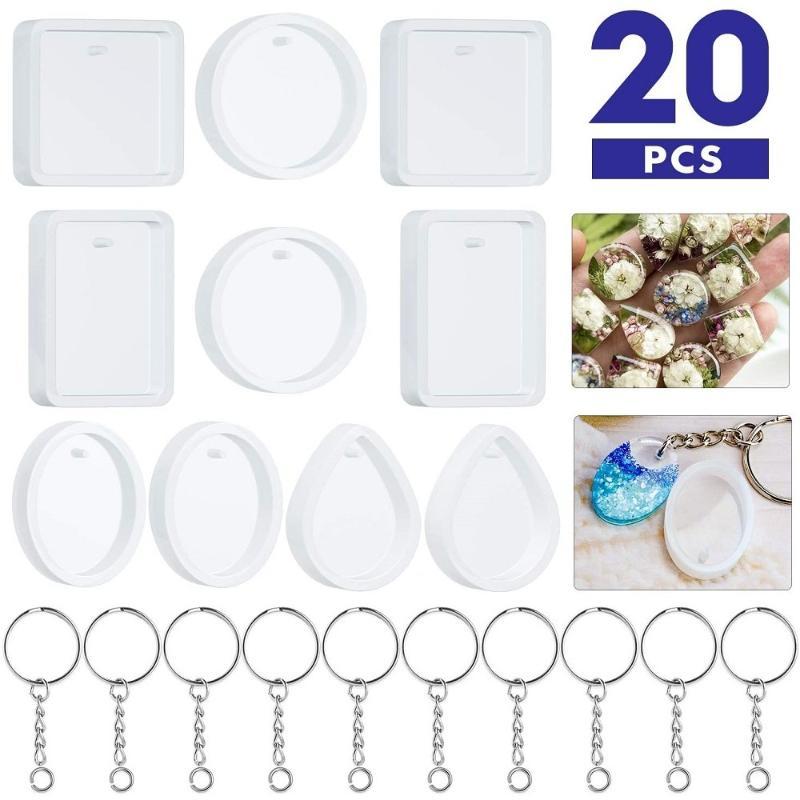20Pcs/Set DIY Keychain Pendant - Silicone Epoxy Resin Molds Set recension och pris