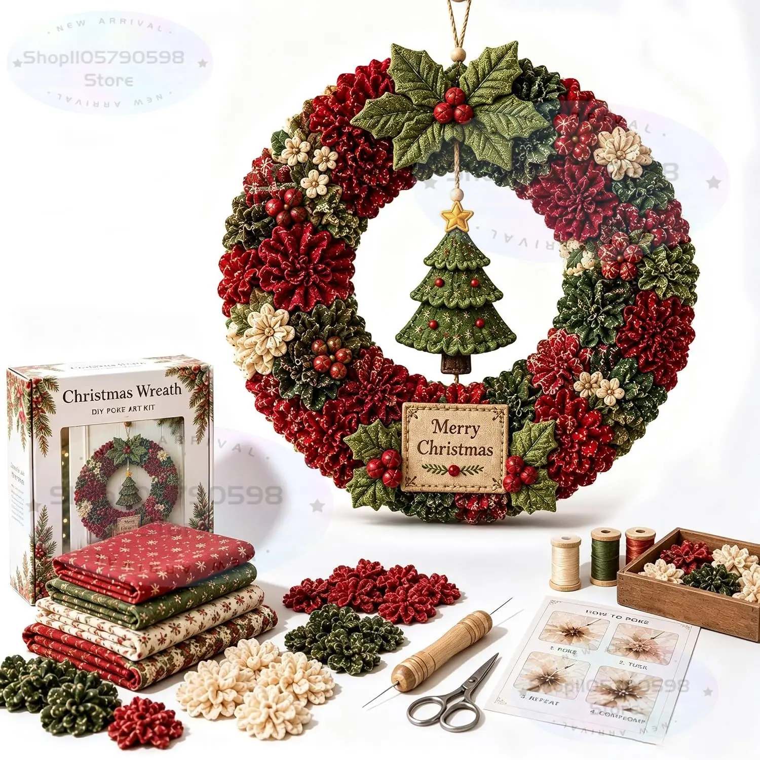 3D Fabric Poke Wreath DIY Kit, - Sewing recension och pris