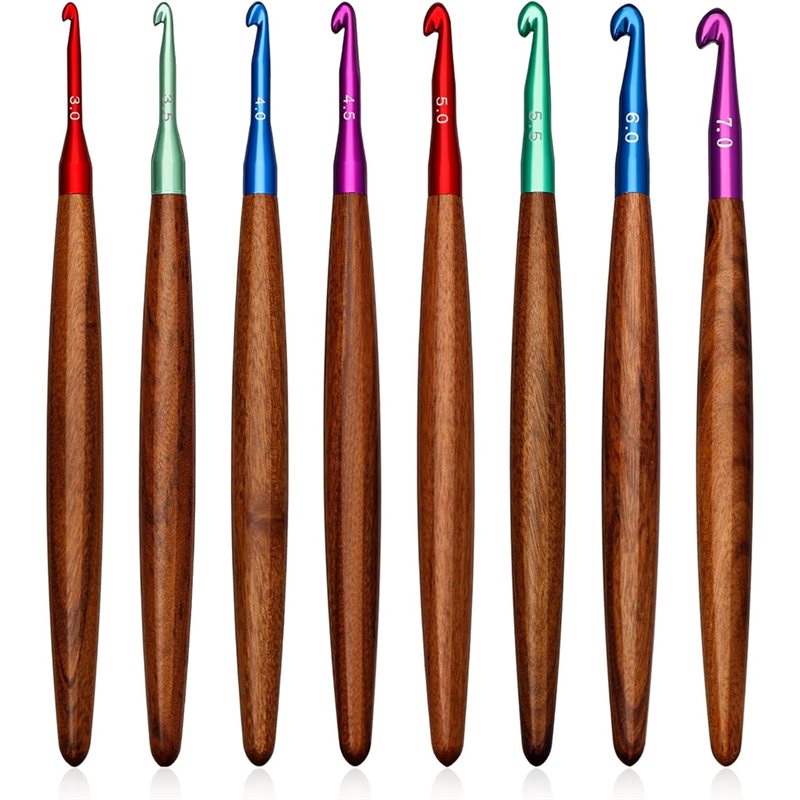 AB34-Aluminum Crochet Hooks Wi - Wooden Crochet Hooks Ergonomic Handle recension och pris