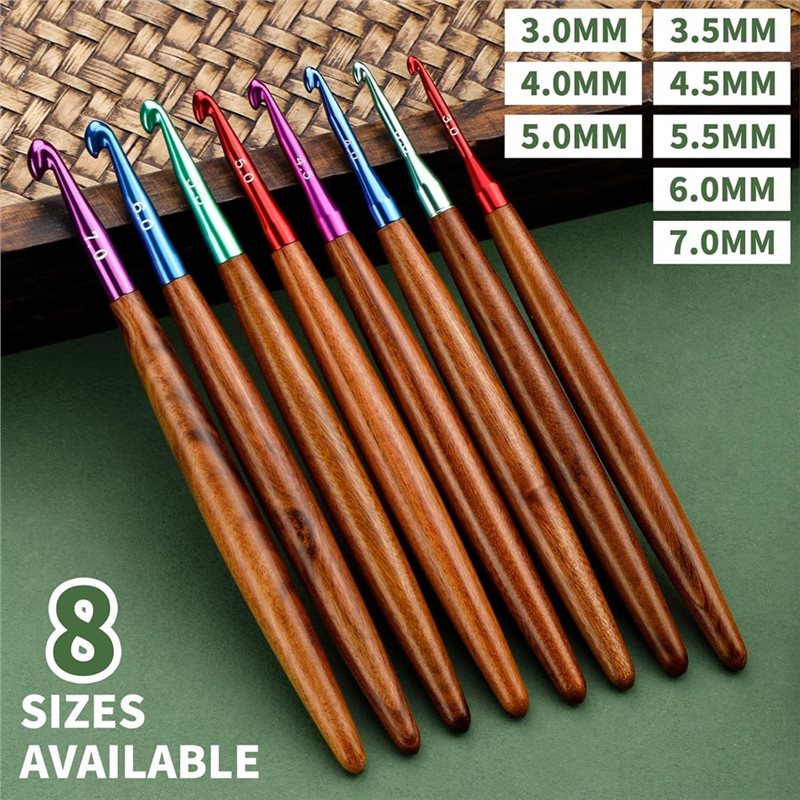 AB34-Aluminum Crochet Hooks Wi - Wooden Crochet Hooks Ergonomic Handle recension och pris